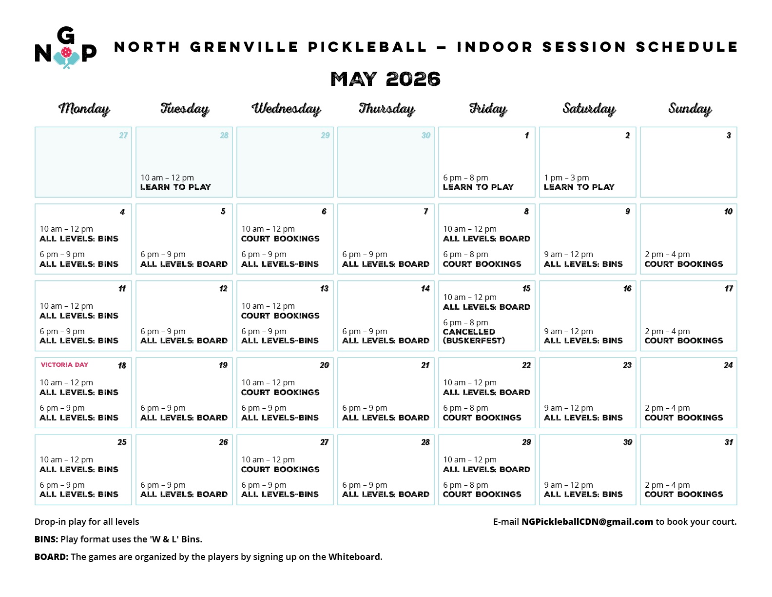 Indoor Schedule